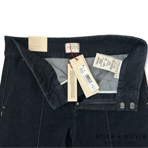 Alice + Olivia **NWT** The Trouser Flared Jean in Dark Rinse Denim - Picture 12 of 12